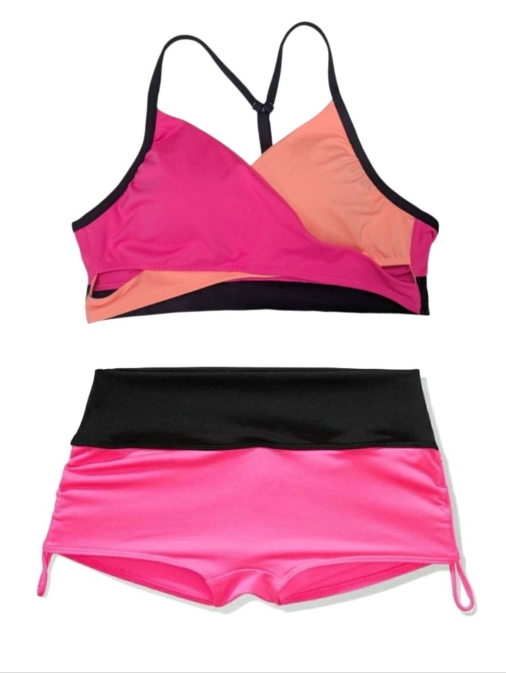 PINK Victoria Secret Gym to Swim Colorblock  Sporty Bikini Set Sz L